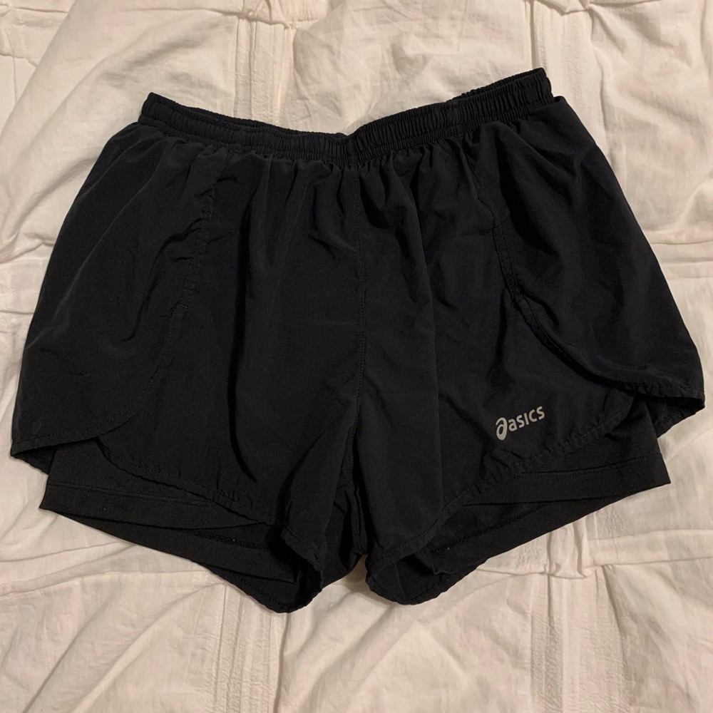 asics black athletic shorts